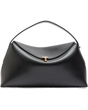 TOTEME T-Lock Leather Shoulder Bag - Black