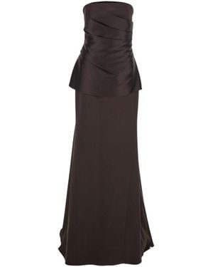Solace London Allia Strapless Long Dress - Brown