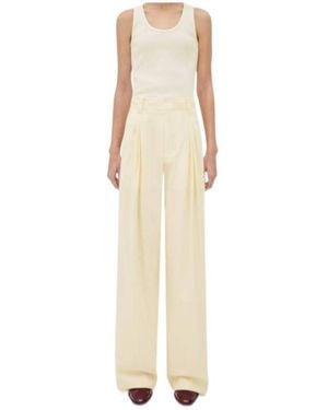 Bottega Veneta Pleated Wide Leg Trousers - Natural