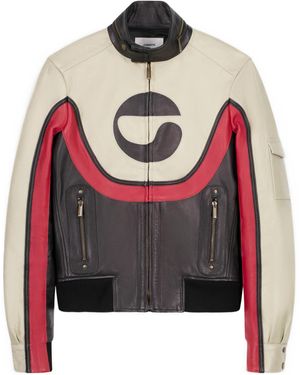 Coperni C-Logo Panelled Leather Jacket - Red