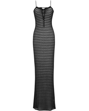 Saint Laurent Openwork Pointelle Knit Maxi Dress - Black