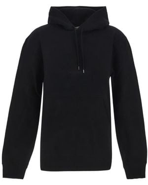 Saint Laurent Logo Embroidered Drawstring Hoodie - Blue