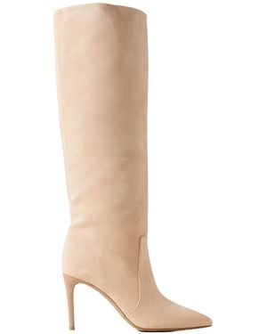 Paris Texas Solid Suede Knee Boots - White