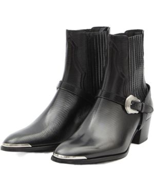 Celine Western Chelsea Isaac Harness Boots in Black for Men  display picture 3