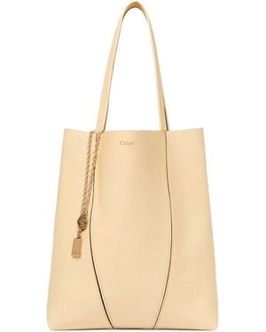Chloé Chloé Structured Charm Tote Bag - Natural