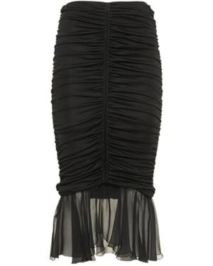 Blumarine Jersey Chiffon Draped Midi Skirt - Black