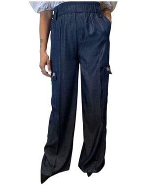 Liu Jo Elasticated Waistband Wide-Leg Pants - Blue