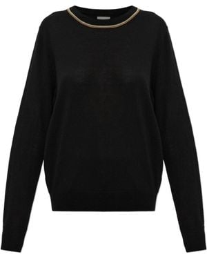 Paul Smith Stripe-Trim Crew Neck Knitted Jumper - Black