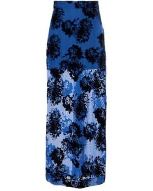 Nina Ricci Devoré Velvet Maxi Skirt - Blue