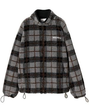 Miu Miu Teddy Checked Jacket - Black
