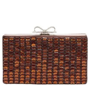 Self-Portrait Chainmail Clutch Bag - Brown
