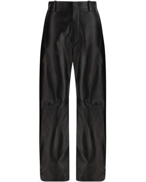 Bottega Veneta Leather Rounded Leg Trousers - Black