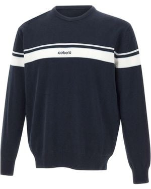 Iceberg Stripe Logo Knitted Jumper - Blue
