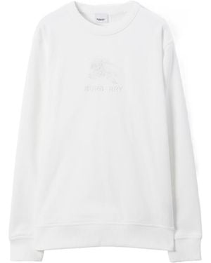 Burberry Logo Embroidered Crewneck Sweatshirt - White