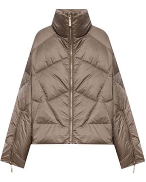 Twinset Quilted Zip-Up Down Jacket - Brown