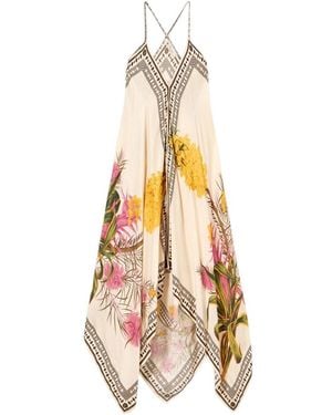 Blumarine Long Prined Twill Dress - Metallic