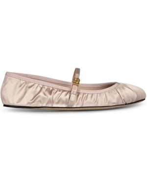 Dolce & Gabbana Dg Logo Plaque Satin Ballet Flats - Pink