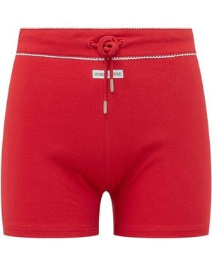 Marine Serre Light Ribbed Jersey Drawstring-Waist Mini Shorts - Red
