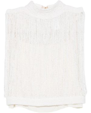 Fabiana Filippi Fringe-Detail Halterneck Top - White