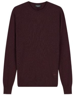 Emporio Armani Crew-Neck Ribbed-Trim Jumper - Purple