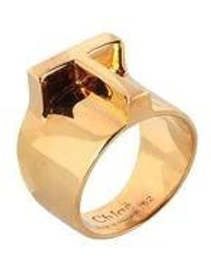 Chloé Polished Geometric Ring - Metallic