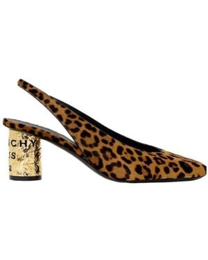 Givenchy Calf Hair Leopard Print Tape Slingback Pumps 65 - Brown