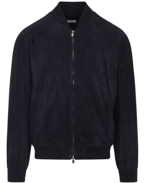 Brunello Cucinelli Long-Sleeved Zip-Up Jacket - Blue