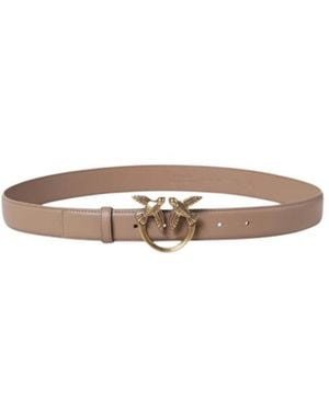 Pinko Love Berry Logo Plaque Buckle Belt - White