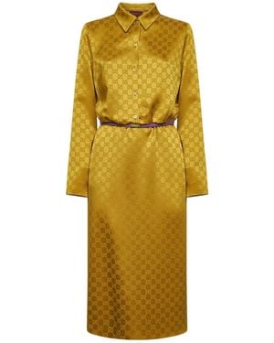 Gucci Gg Jacquard Dress - Yellow