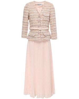 Self-Portrait Fully-Pleated Flared Skirt - Pink