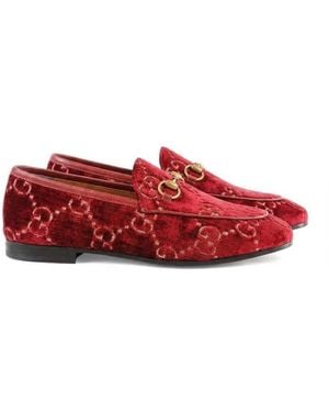 Gucci Jordaan Gg Velvet Loafer - Red