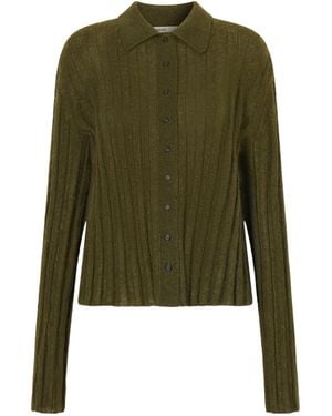 KHAITE Meadow Ribbed Knit Cardigan - Green