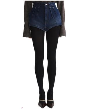 Mugler Washed Denim Tailored Shorts - Blue
