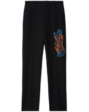 Off-White c/o Virgil Abloh Logo Embroidered Straight Leg Trousers - Black