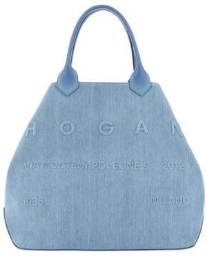Hogan Large Script Tote Bag - Blue