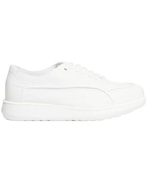 Giorgio Armani Lace-Up Low-Top Leather Sneakers - White
