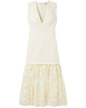 Sea Arielle Lace-Insert V-Neck Midi Dress - White