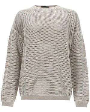 Fabiana Filippi Open-Knit Drop-Shoulder Jumper - Grey