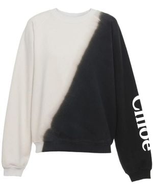 Chloé Logo-Print Tie-Dye Cotton Sweatshirt - Blue