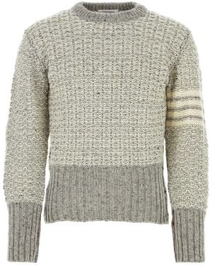 Thom Browne 4-Bar Stripe Knitted Jumper - Grey