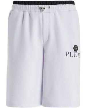 Philipp Plein Logo-Plaque Drawstring Track Shorts - Blue