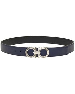 Ferragamo Reversible And Adjustable Gancini Belt - White