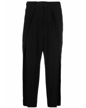 Balmain Side Folded Crepe Cropped Trousers - Black