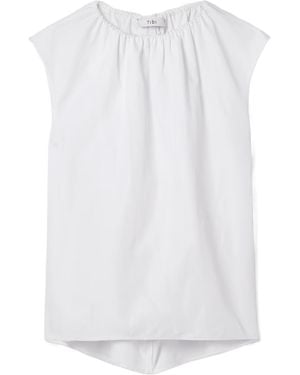 Tibi Gathered Poplin Top - White