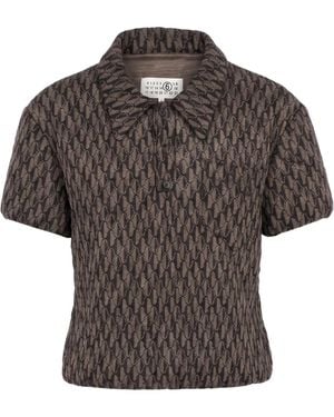 MM6 by Maison Margiela Two-Tone Wool Knit Short Sleeve - Grey