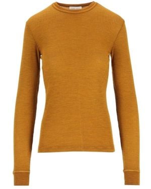 forte_forte Ribbed Lightweight Knitted Jumper - Brown