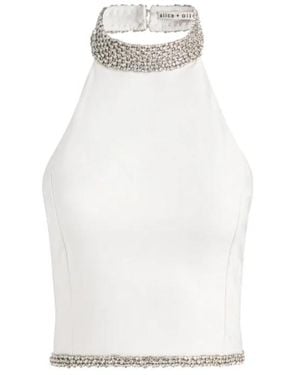 Alice + Olivia Gatz Embellished Top - White