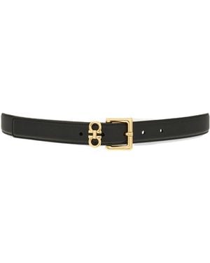Ferragamo Ferragamo Double Gancini Fixed Belt - White