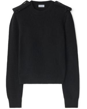 Burberry Checked-Epaulettes Sweater - Black