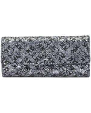 Pinko Logo Plaque Embellished Clutch Bag - Grey